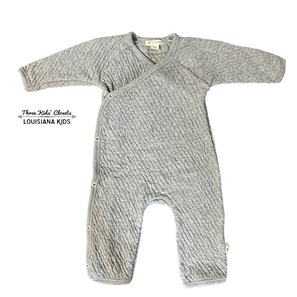 Burt's Bees 0-3m Grey Quilted Romper